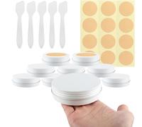 BPackGo 10 Pezzi Vasetti Alluminio 100ml, Bianco Lattina Alluminio con Copri di Vite, Barattoli Metallo, Vasetto Vuoto Contenitori Cosmetici per Crema Balsamo Labbra, Candeline - D83mm x H28mm