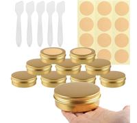 BPackGo 10 Pezzi Vasetti Alluminio 100ml, Oro Lattina Alluminio con Copri di Vite, Barattoli Metallo, Vasetto Vuoto Contenitori Cosmetici per Crema Balsamo Labbra, Candeline - D83mm x H28mm