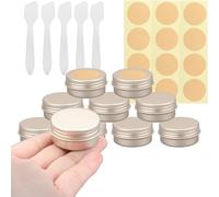 BPackGo 10 Pezzi Vasetti Alluminio 10ml, Oro Opaco Lattina Alluminio con Copri di Vite, Barattoli Metallo, Vasetto Vuoto Contenitori Cosmetici per Crema Balsamo Labbra, Candeline - D35mm x H17mm