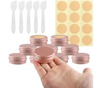 BPackGo 10 Pezzi Vasetti Alluminio 15ml, Rosa Opaco Lattina Alluminio con Copri di Vite, Barattoli Metallo, Vasetto Vuoto Contenitori Cosmetici per Crema Balsamo Labbra, Candeline - D41mm x H17mm