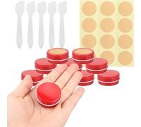 BPackGo 10 Pezzi Vasetti Alluminio 15ml, Rosso Lattina Alluminio con Copri di Vite, Barattoli Metallo, Vasetto Vuoto Contenitori Cosmetici per Crema Balsamo Labbra, Candeline - D41mm x H17mm