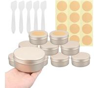 BPackGo 10 Pezzi Vasetti Alluminio 200ml, Oro Opaco Lattina Alluminio con Copri di Vite, Barattoli Metallo, Vasetto Vuoto Contenitori Cosmetici per Crema Balsamo Labbra, Candeline - D92mm x H45mm