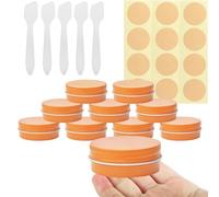 BPackGo 10 Pezzi Vasetti Alluminio 30ml, Arancione Lattina Alluminio con Copri di Vite, Barattoli Metallo, Vasetto Vuoto Contenitori Cosmetici per Crema Balsamo Labbra, Candeline - D52mm x H21mm