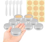 BPackGo 10 Pezzi Vasetti Alluminio 30ml, Argento Lattina Alluminio con Copri di Vite, Barattoli Metallo, Vasetto Vuoto Contenitori Cosmetici per Crema Balsamo Labbra, Candeline - D52mm x H21mm