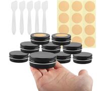 BPackGo 10 Pezzi Vasetti Alluminio 30ml, Nero Brillante Lattina Alluminio con Copri di Vite, Barattoli Metallo, Vasetto Vuoto Contenitori Cosmetici per Crema Balsamo Labbra, Candeline - D52mm x H21mm