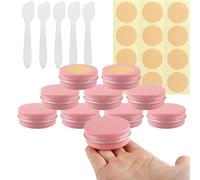 BPackGo 10 Pezzi Vasetti Alluminio 30ml, Rosa Lattina Alluminio con Copri di Vite, Barattoli Metallo, Vasetto Vuoto Contenitori Cosmetici per Crema Balsamo Labbra, Candeline - D52mm x H21mm