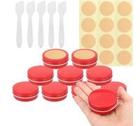 BPackGo 10 Pezzi Vasetti Alluminio 30ml, Rosso Lattina Alluminio con Copri di Vite, Barattoli Metallo, Vasetto Vuoto Contenitori Cosmetici per Crema Balsamo Labbra, Candeline - D52mm x H21mm