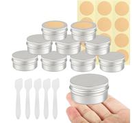 BPackGo 10 Pezzi Vasetti Alluminio 50ml, Argento Lattina Alluminio con Copri di Vite, Barattoli Metallo, Vasetto Vuoto Contenitori Cosmetici per Crema Balsamo Labbra, Candeline - D57mm x H28mm