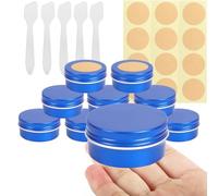 BPackGo 10 Pezzi Vasetti Alluminio 50ml, Blu Lattina Alluminio con Copri di Vite, Barattoli Metallo, Vasetto Vuoto Contenitori Cosmetici per Crema Balsamo Labbra, Candeline - D57mm x H28mm
