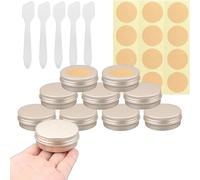 BPackGo 10 Pezzi Vasetti Alluminio 50ml, Oro Opaco Lattina Alluminio con Copri di Vite, Barattoli Metallo, Vasetto Vuoto Contenitori Cosmetici per Crema Balsamo Labbra, Candeline - D57mm x H28mm