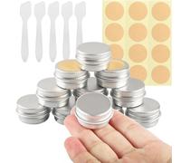BPackGo 10 Pezzi Vasetti Alluminio 5ml, Argento Lattina Alluminio con Copri di Vite, Barattoli Metallo, Vasetto Vuoto Contenitori Cosmetici per Crema Balsamo Labbra, Candeline - D26mm x H15mm