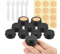 BPackGo 10 Pezzi Vasetti Alluminio 5ml, Nero Opaco Lattina Alluminio con Copri di Vite, Barattoli Metallo, Vasetto Vuoto Contenitori Cosmetici per Crema Balsamo Labbra, Candeline - D26mm x H15mm