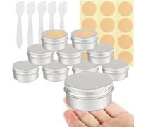 BPackGo 10 Pezzi Vasetti Alluminio 80ml, Argento Lattina Alluminio con Copri di Vite, Barattoli Metallo, Vasetto Vuoto Contenitori Cosmetici per Crema Balsamo Labbra, Candeline - D68mm x H36mm