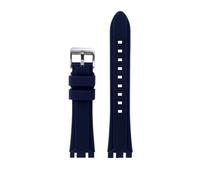 BPBZUTUMDZ Cinturino in resina siliconica 19mm 21mm Nero Blu scuro Verde Arancione Cinturino da uomo adatto for SWATCH IRONY adatto for CHRONO marrone(Dark blue-S pin,21mm)