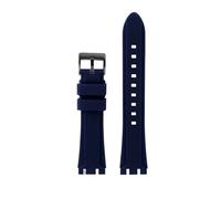 BPBZUTUMDZ Cinturino in resina siliconica 19mm 21mm Nero Blu scuro Verde Arancione Cinturino da uomo adatto for SWATCH IRONY adatto for CHRONO marrone(Dark blue-B pin,21mm)