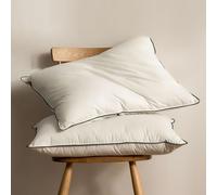 BPC cuscino in piuma e piumino organica, 80x80 set di 2, Lussuoso cuscino letto d'albergo a 3 camere, Cuscino 80x80 cm imbottitura in piuma d'oca con fodera 100% cotone, Bianco