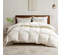 BPC Piuma d'oca e Piumino, Piumino Invernale per Una Piazza e Mezza 200x200 cm, Trapunta Pesante e Molto Caldo in 500gr/㎡, Tessuto 100% Cotone Biologico, Approvato Oeko-Tex e RDS, Avorio Bianco