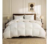BPC Piumino in piumino e piume biologici con fodera in cotone e imbottitura in piuma per tutte le stagioni, per letto matrimoniale king size californiano, bianco avorio, 264,2 x 243,8 cm