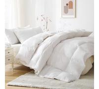 BPC Piumone per letto king size, 260 x 228 cm, per tutte le stagioni, in piuma d'oca leggera, con morbido rivestimento in misto cotone e 4 linguette angolari