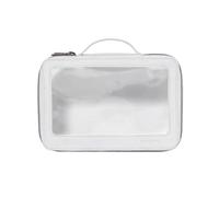 BPerfect Skin Studio - Borsa da viaggio a doppio strato, elegante custodia per cosmetici in pelle PU bianca con finestre trasparenti, organizer per la cura della pelle e dei trucchi di alta qualità