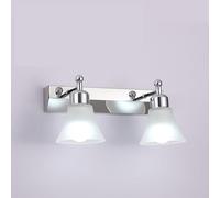 BPILOT Lampada da parete vintage industriale color argento, girevole, per specchio da bagno, luci sopra lo specchio, con paralume in vetro smerigliato, per cucina, corridoio