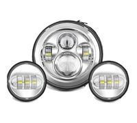 Bpjikxf Faro Motocicletta Faro Anteriore LED 7 Pollici Moto Sorpasso Ausiliaria 4-1/2" 4.5 Pour Touring Pour Electra Pour Glide(Chrome Lamp NO DRL)