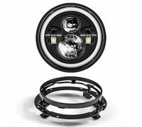 Bpjikxf Faro Motocicletta Faro Anteriore LED 7 Pollici Moto Sorpasso Ausiliaria 4-1/2" 4.5 Pour Touring Pour Electra Pour Glide(Black DRL)