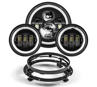 Bpjikxf Faro Motocicletta Faro Anteriore LED 7 Pollici Moto Sorpasso Ausiliaria 4-1/2" 4.5 Pour Touring Pour Electra Pour Glide(Black Set DRL)