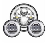 Bpjikxf Faro Motocicletta Faro Anteriore LED 7 Pollici Moto Sorpasso Ausiliaria 4-1/2" 4.5 Pour Touring Pour Electra Pour Glide(Chrome Lamp DRL)