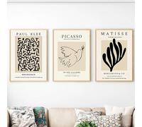 BPJSTU Poster Nordic Abstract Henri Matisse Picasso Paul Klee Pittura Stampe artistiche da parete Immagini Vintage Decorazione per la casa (50x70cm/3 pezzi senza cornice)