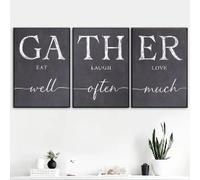 BPJSTU Set di 3 tele da parete Art Déco - Citazioni ispiratrici del cartello Garden Sign - Mangia bene, ridi spesso, ama molto - Decorazione per la casa (40x60 cm/3 pezzi senza cornice)