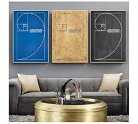 BPJSTU Stampa artistica su tela con spirale di Fibonacci, poster e stampe con rapporto aureo, idea di progetto vintage, decorazione scientifica, 50x70 cm x 3 pollici, senza cornice.