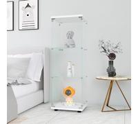 BPKADHY - Mobile vetrina in vetro a 3 ripiani, 125 x 42 x 36 cm, 1 porta con serratura, vetrine per oggetti da collezione, vetrina a colonna in vetro trasparente per soggiorno, bianco