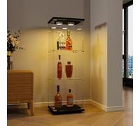 BPKADHY - Mobile vetrina in vetro a 3 ripiani, 125 x 42 x 36 cm, con illuminazione RGB a 7 colori e 1 porta, serratura, vetrine per oggetti da collezione, vetrina a colonna per soggiorno, nero