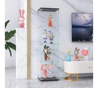 BPKADHY Vetrinetta in Vetro,Vetrinetta Espositiva,164x42.5×36.5cm,Vetrina Soggiorno Moderna con 4 Ripiani in Vetro con 1Porta e Serratura,Vetrine per Collezionismo,Vetrina negozio,Nero