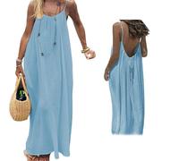 Bpoeee Backless Sleeveless House Dress for Women - Long Tie-Front LoungeDress, Loose Fit Open Back Cami Dresses for Vacation (L,M)