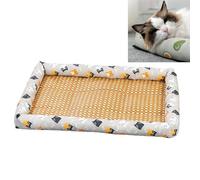 Bpoeee Breathable Natural Rattan Pet Summer Cooling Mat Bed, Pet Ice Pad Mat, Cats Dogs Cooling Bed, Washable Summer Pet Ice Mat Sleeping Pad (#1,XL)
