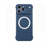 Bpoeee Carbon Fibre Texture Frameless for Magnetic Charging for iPhone (Blue,17 Pro Max)