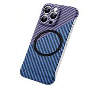Bpoeee Carbon Fibre Texture Frameless for Magnetic Charging for iPhone (Blue Purple,13)