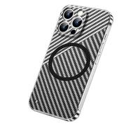 Bpoeee Carbon Fibre Texture Frameless for Magnetic Charging for iPhone (Silver Black,13)