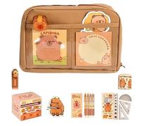 Bpoeee Cute Capybara Pencil Case, Stationery Bag Set with 12 Compartments, Capybara Study Supplies, Large Capacity Pencil Case with Pens, Clips, Stickers, Rulers and More (AS SHOW,A)