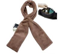 Bpoeee Faux Fur Scarf with Zipper Pocket - Soft, Cozy, and Chic Pull Through Scarf for Women - Storing Small Essentials in Style (C)
