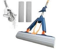 Bpoeee Hand-Washable Collodion Mop, Sponge Mops for Floor Cleaning, Mini Mop Portable Self-Squeeze Small Mop, Self Squeezing Mini Mop (Blue)