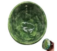 Bpoeee Handmade Ceramic Herb Stripper Bowl, With Different Hole Sizes for Separating Leaves and Stems, 4-Slot Pottery Herb Stripper for Peeling the Stemmed Leaves (Green)