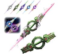 Bpoeee LED Light Up Sword, 7 Colour Changing LED Lights, Expandable Design with Motion-Sensitive Sound Effects, Auto-Eject Sheath, Realistic Handle, Ideal for Cosplay & Party Fun (Green)