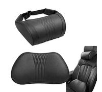 Bpoeee Memory Foam Car Headrest Neck Pillow for Driving. (Black,Headrest+Lumbar Support)
