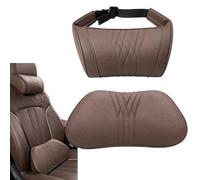 Bpoeee Memory Foam Car Headrest Neck Pillow for Driving. (Dark Brown,Headrest+Lumbar Support)
