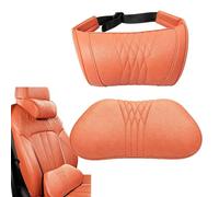 Bpoeee Memory Foam Car Headrest Neck Pillow for Driving. (Orange,Headrest+Lumbar Support)