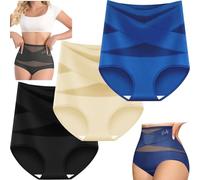 Bpoeee Plus-Size High-Waist Cross Tummy Control Panties, Seamless, Breathable, 3/5 Pack No Show Shapewear Briefs (A,XXL)