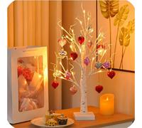 Bpoeee Romantic Heart Shaped Birch Tree Lamp | LED Lighted Valentine’s Day Tree with Hanging Hearts with USB/Battery Power for Tabletop & Home Decor (1)